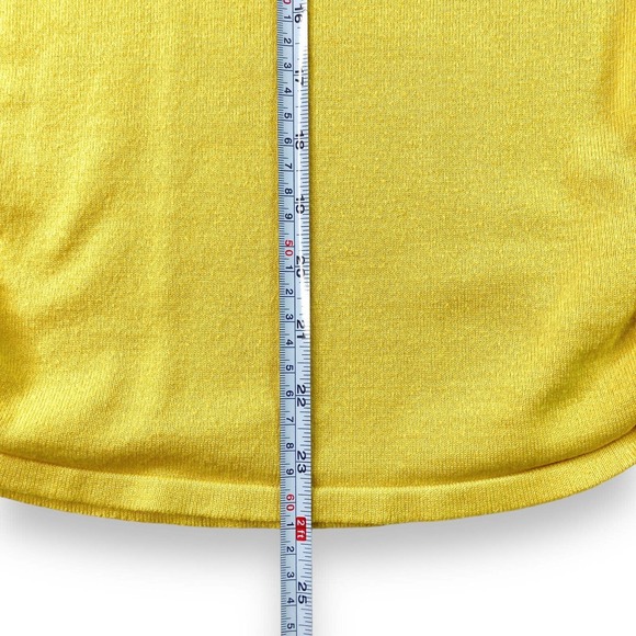 NY Collection Sz Large Women's Sweater Ruching Sleeves Sides Yellow Grommet Neck - Picture 8 of 11